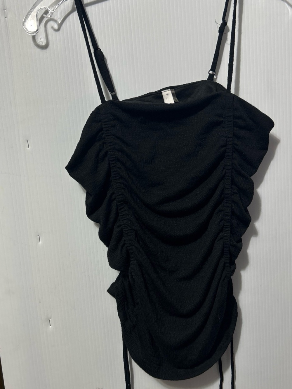 glam Black Ruched Tank Top